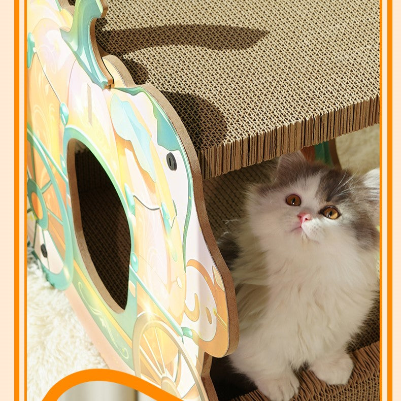 Fairela Pet 16.5-in Princess Carriage Cat Scratcher, Orange/Green