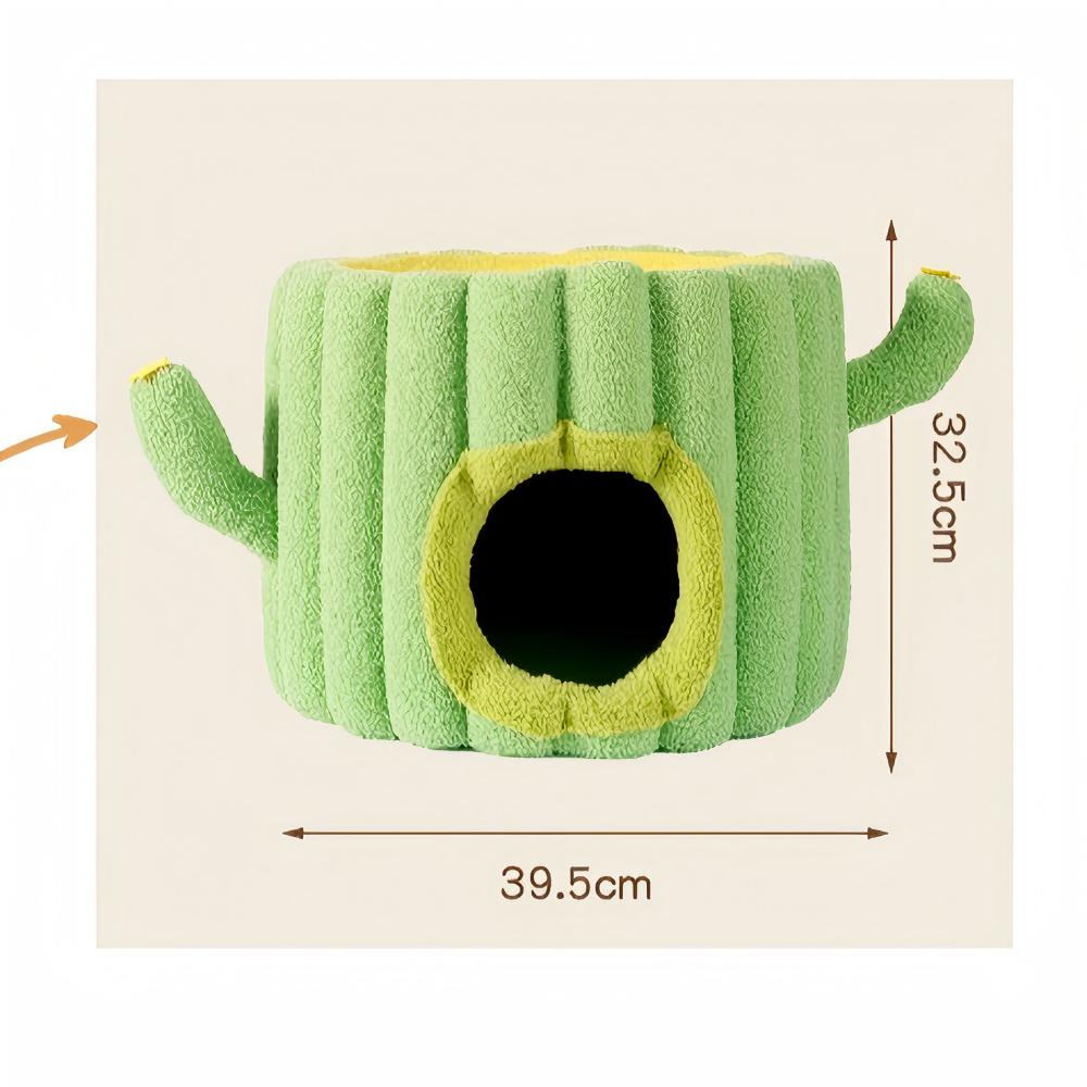 Fairela Pet Cactus 12.8-in Fleece Sisal Barrel Cat Condo, Green/Yellow