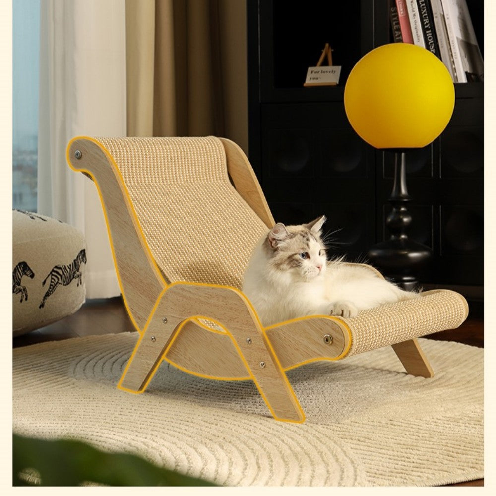 Fairela Pet Solid Wood Hemp Mat Lounge Chair Dog & Cat Bed