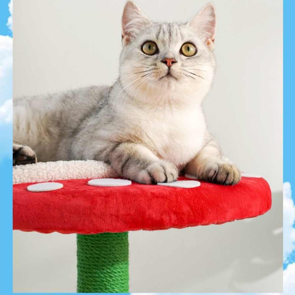 Fairela Pet Venus Flytrap 23.6-in Fleece Cat Cave Tower, Green/Red