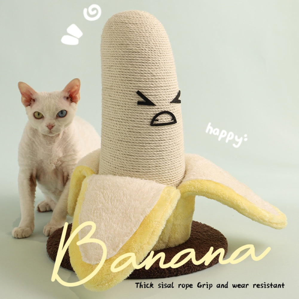 Fairela Pet Banana 17.3-in Hemp Cat Scratching Post, White/Yellow