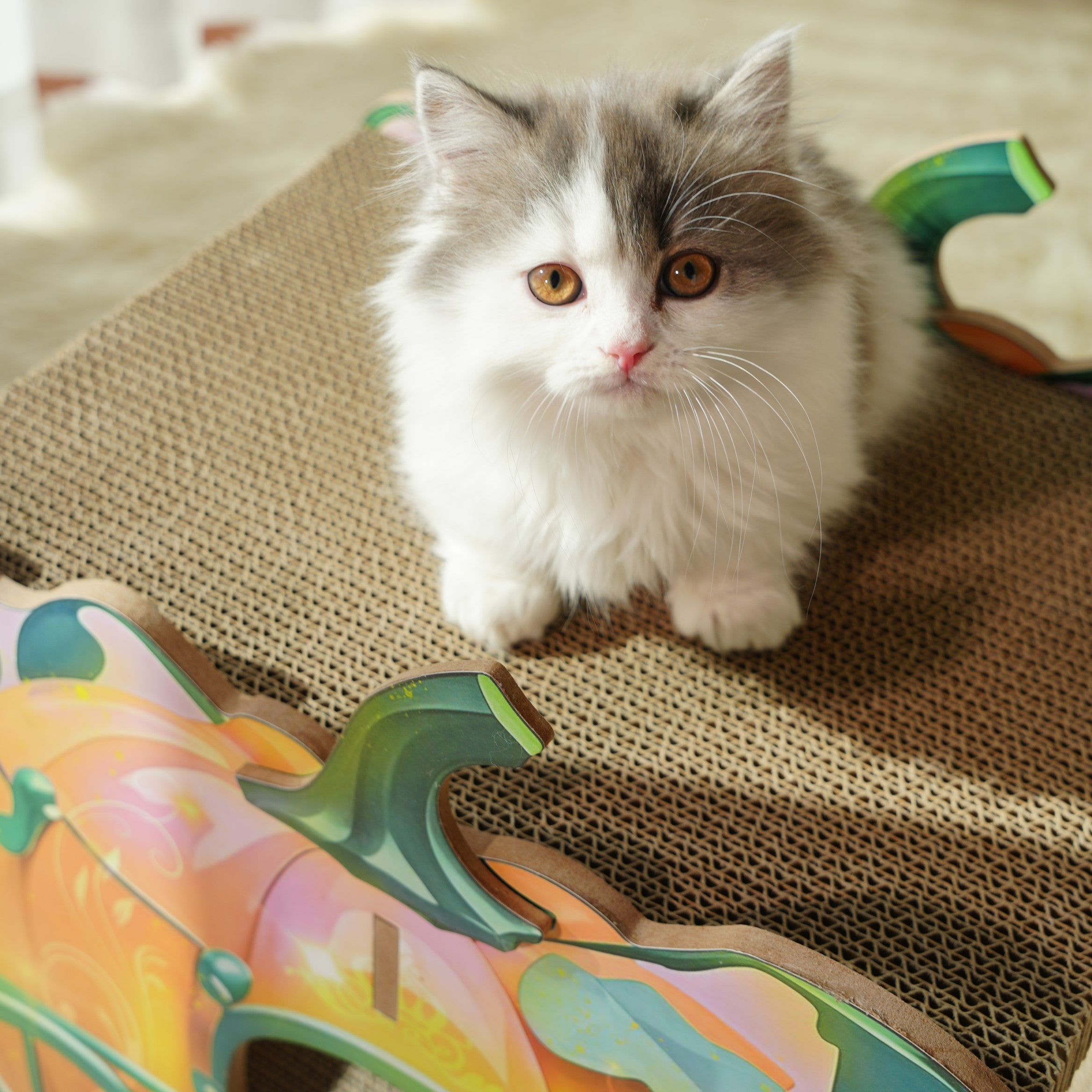 Fairela Pet 16.5-in Princess Carriage Cat Scratcher, Orange/Green