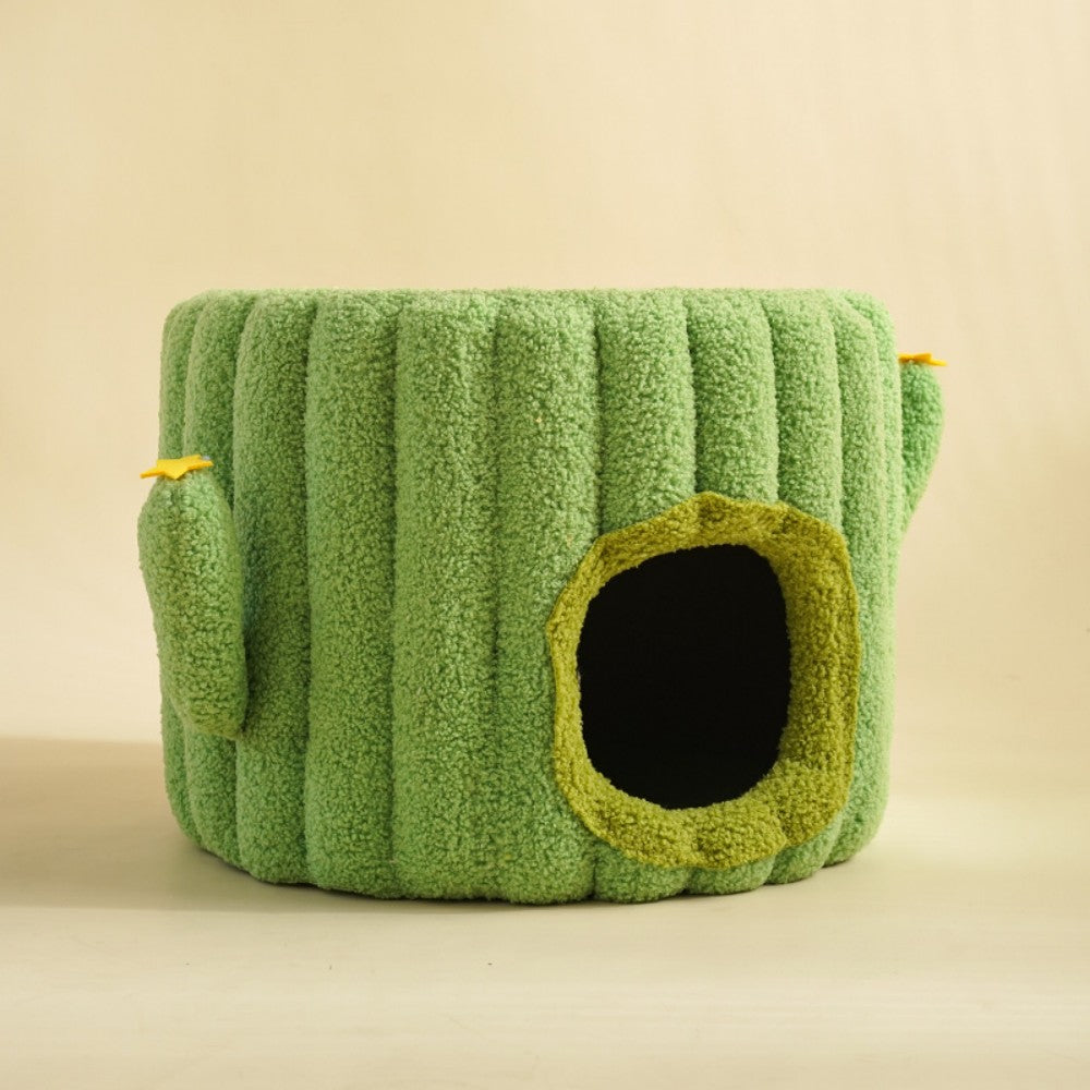 Fairela Pet Cactus 12.8-in Fleece Sisal Barrel Cat Condo, Green/Yellow