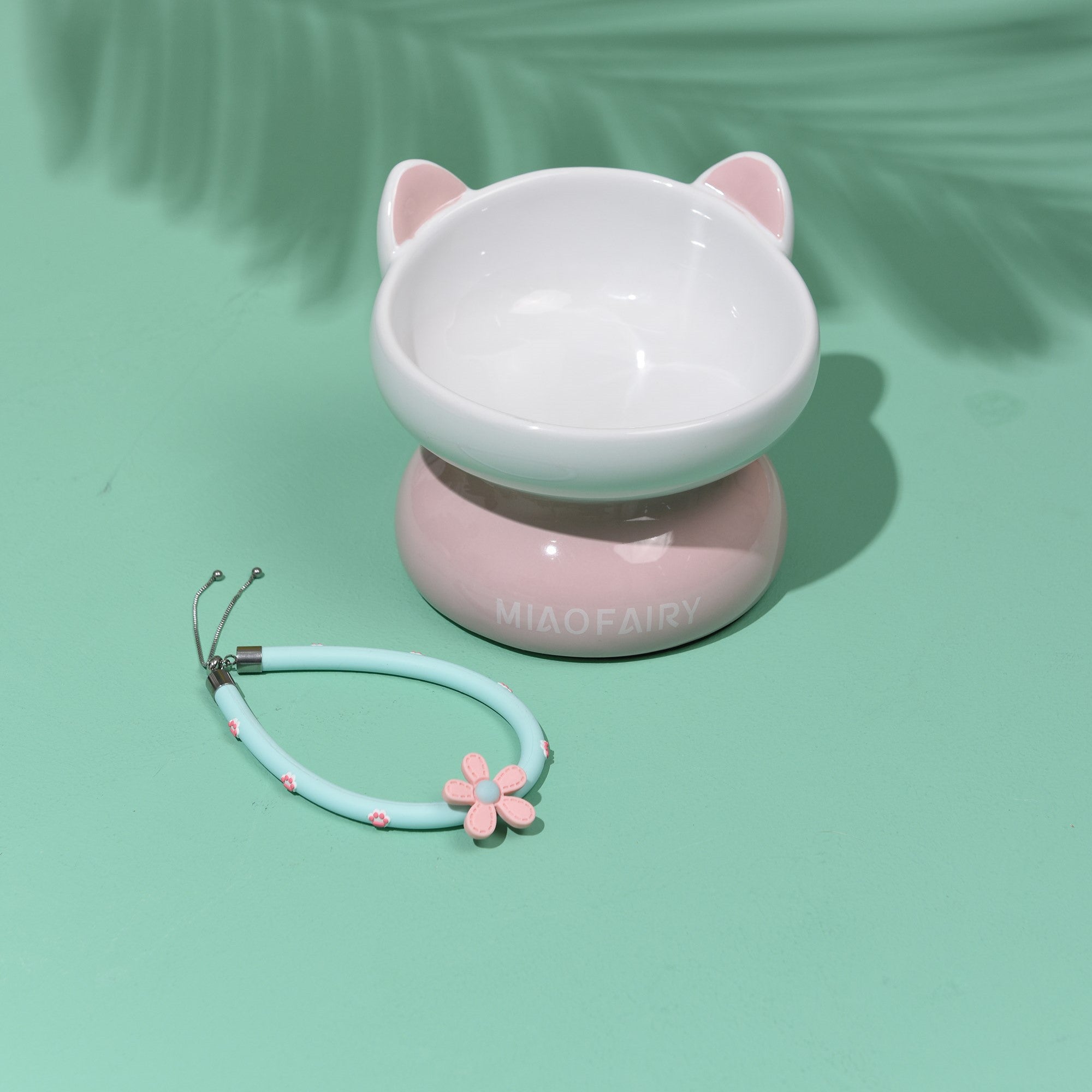 Fairela Pet MiaoFairy Blossom Ceramic Elevated Dog & Cat Bowl, Small: 2-cup