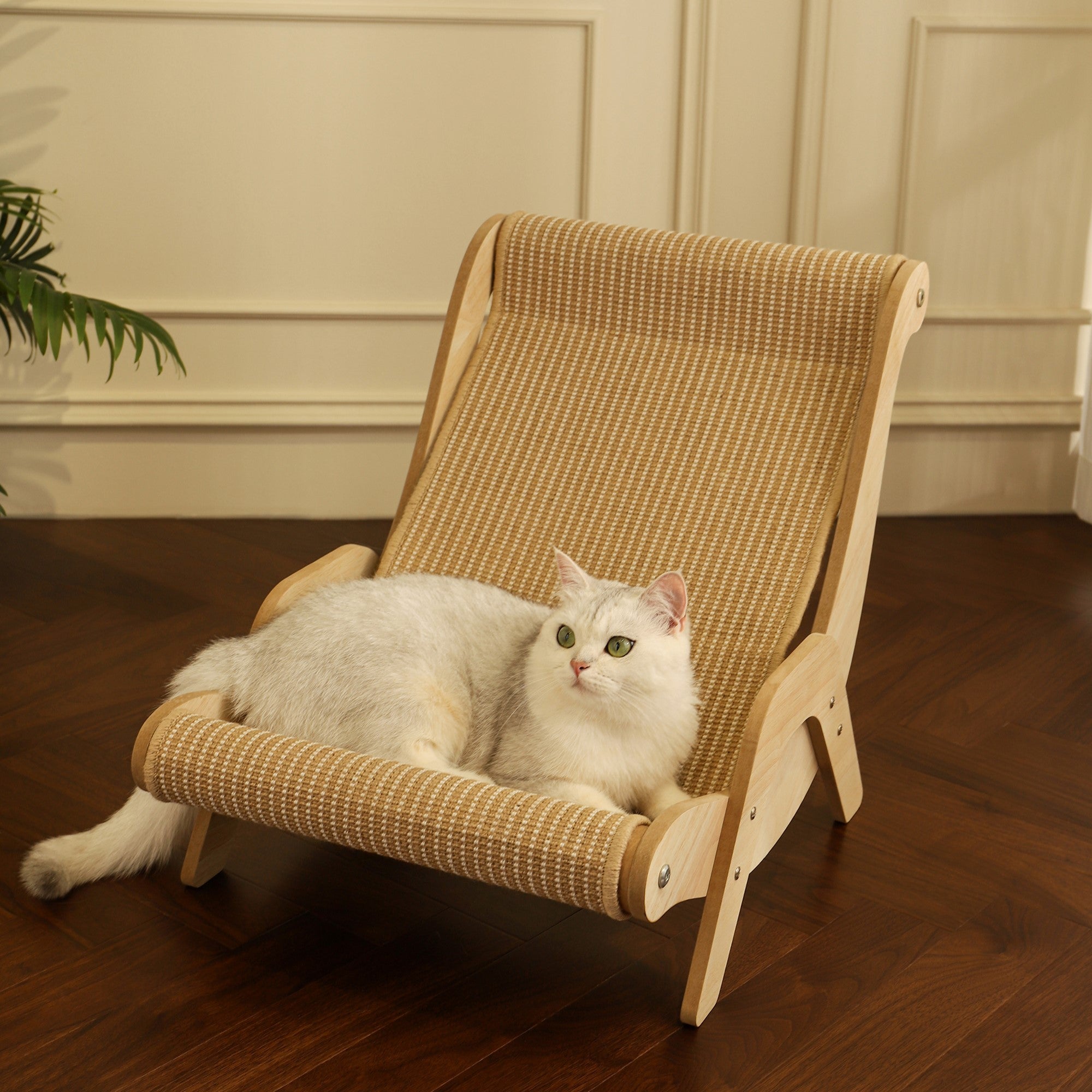 Fairela Pet Solid Wood Hemp Mat Lounge Chair Dog & Cat Bed