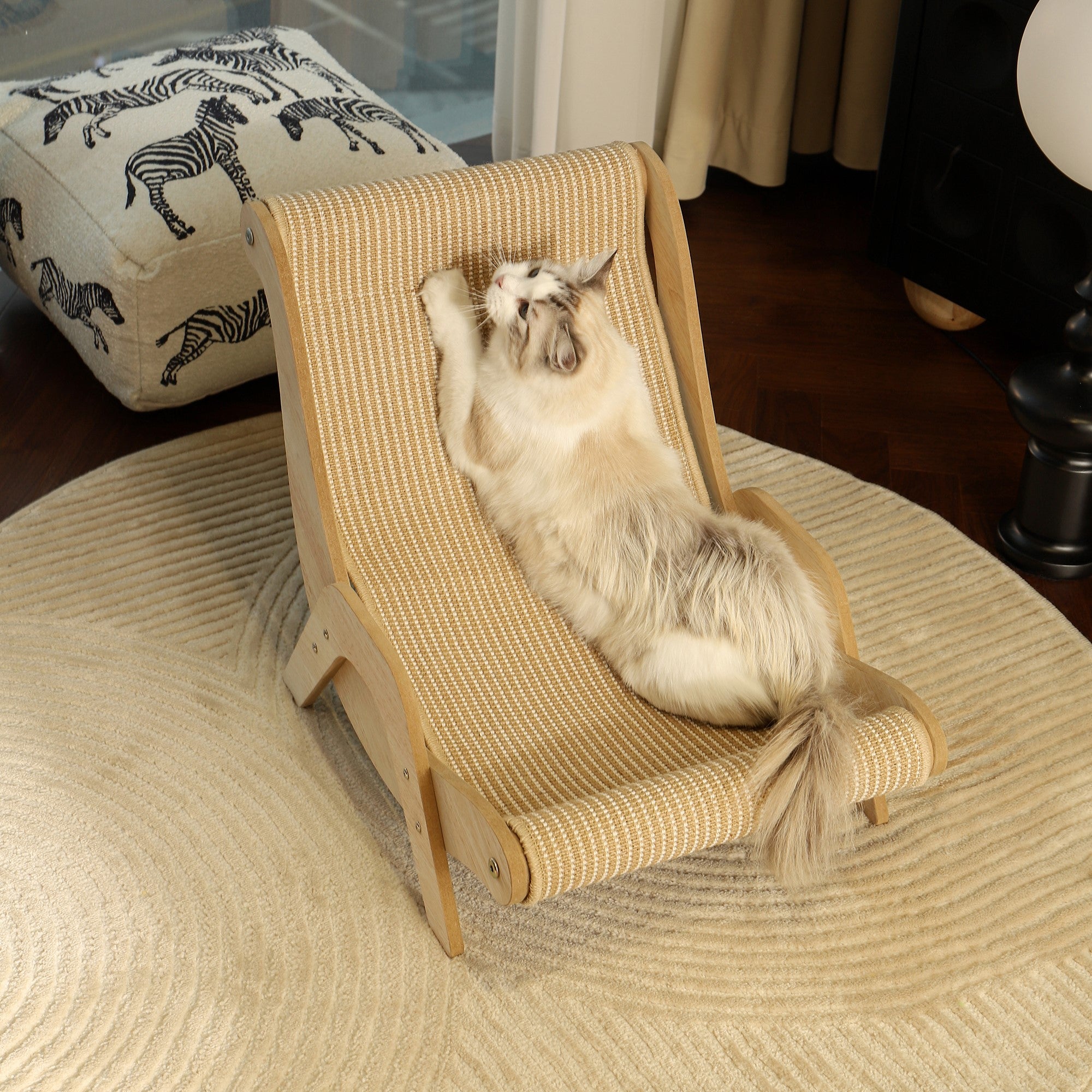 Fairela Pet Solid Wood Hemp Mat Lounge Chair Dog & Cat Bed