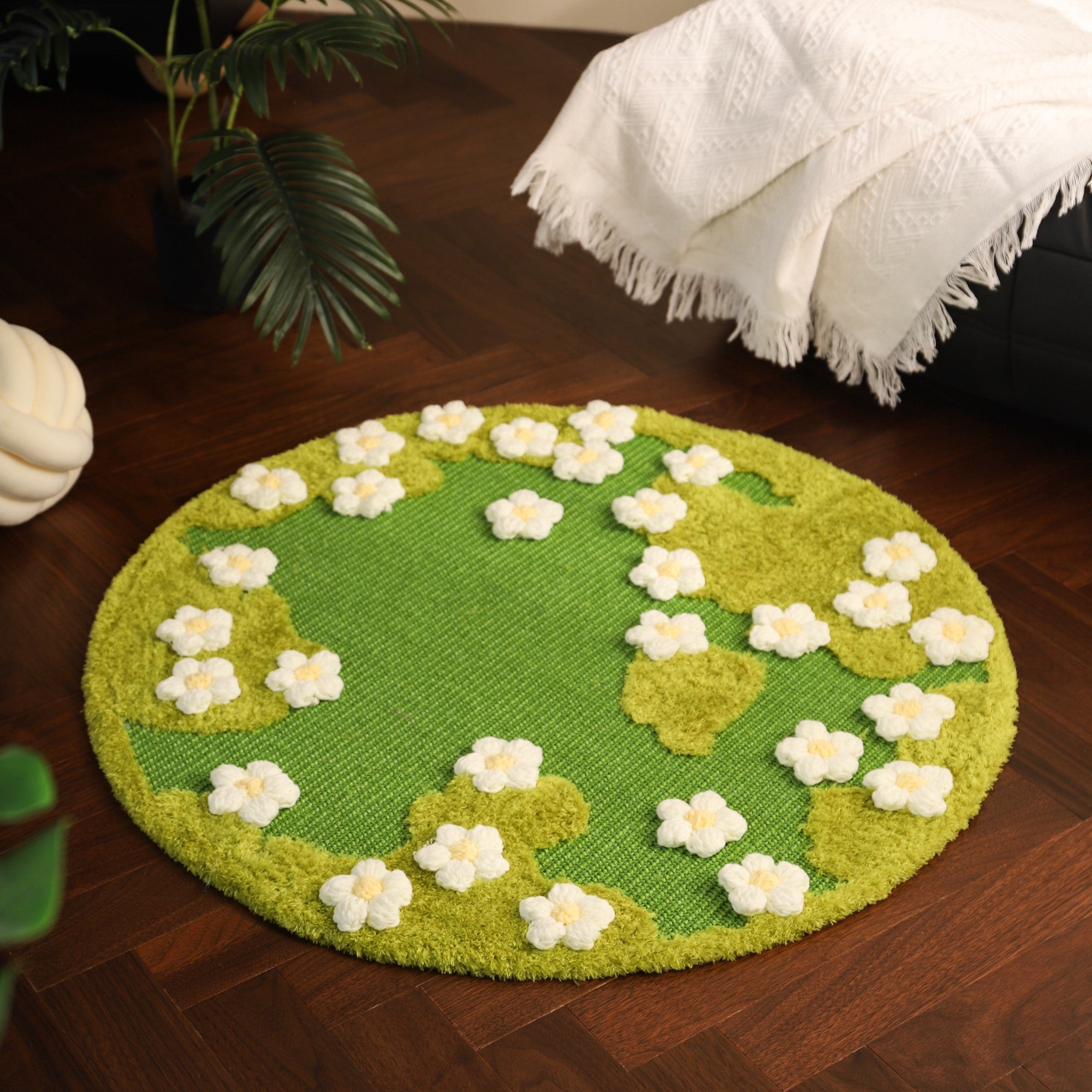 Fairela Pet Floral Sisal Dog & Cat Rug Pad, Green, Medium