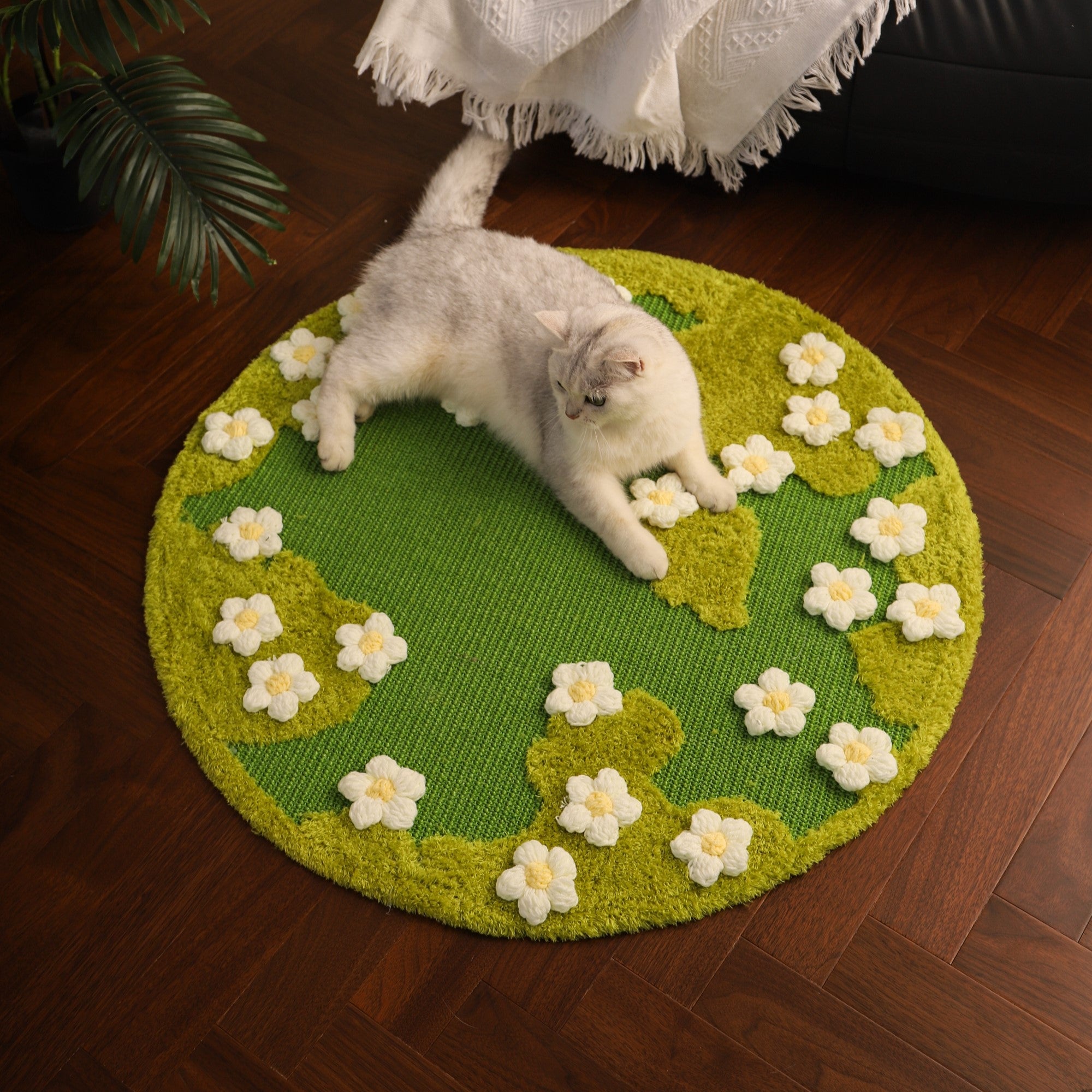 Fairela Pet Floral Sisal Dog & Cat Rug Pad, Green, Medium