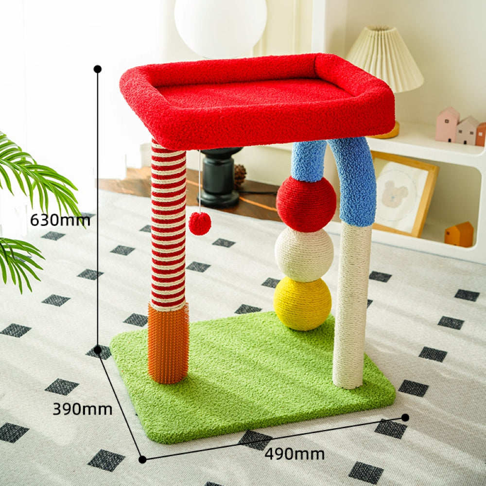 Fairela Pet Rainbow Play 24.8-in Fleece Climbing Tower Cat Tree, Red