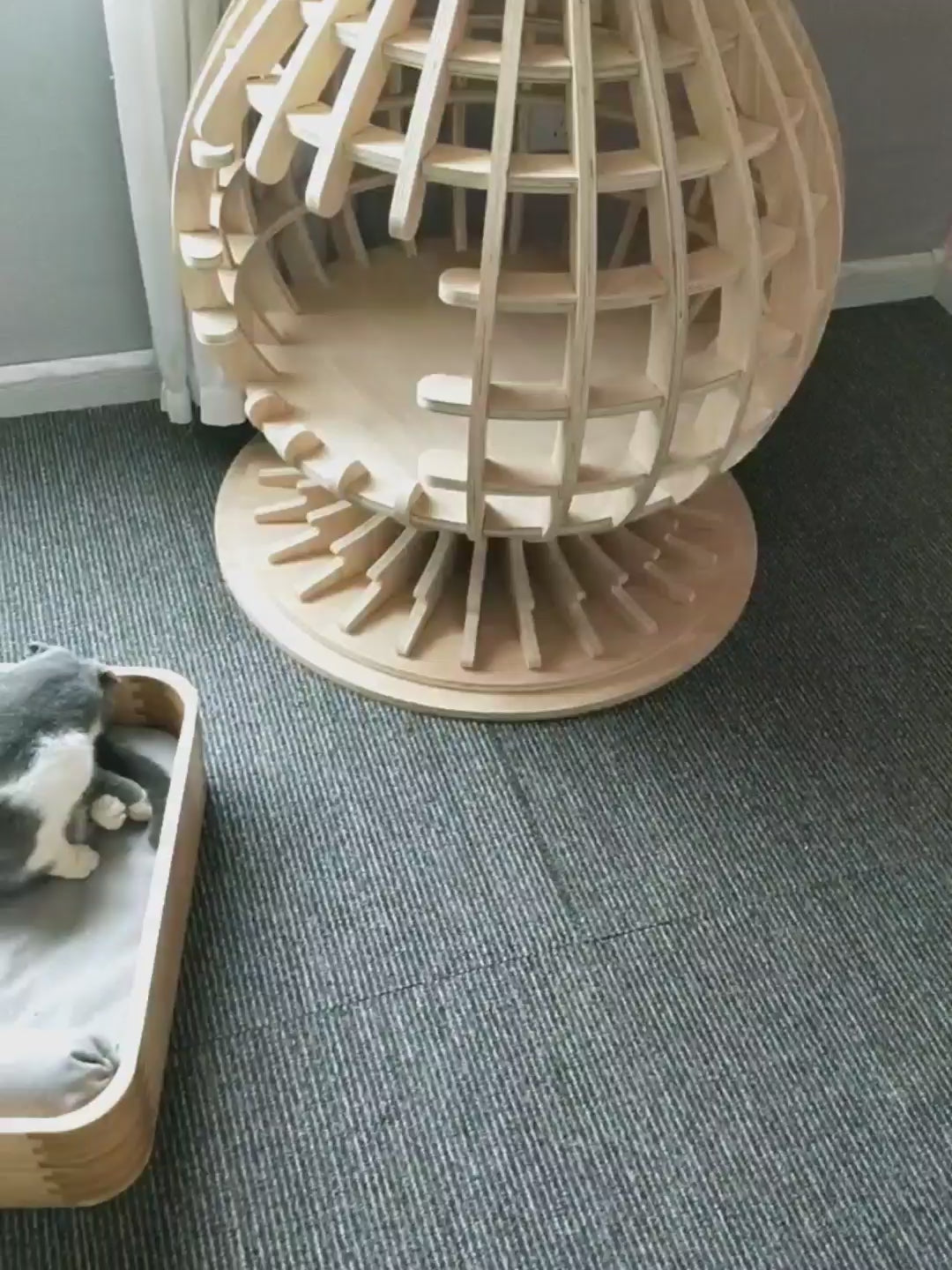 Fairela Pet Solid Wood Furniture Style Sofa Dog & Cat Bed with Removable Cover & Linen Cushion, Natural/Beige, Medium