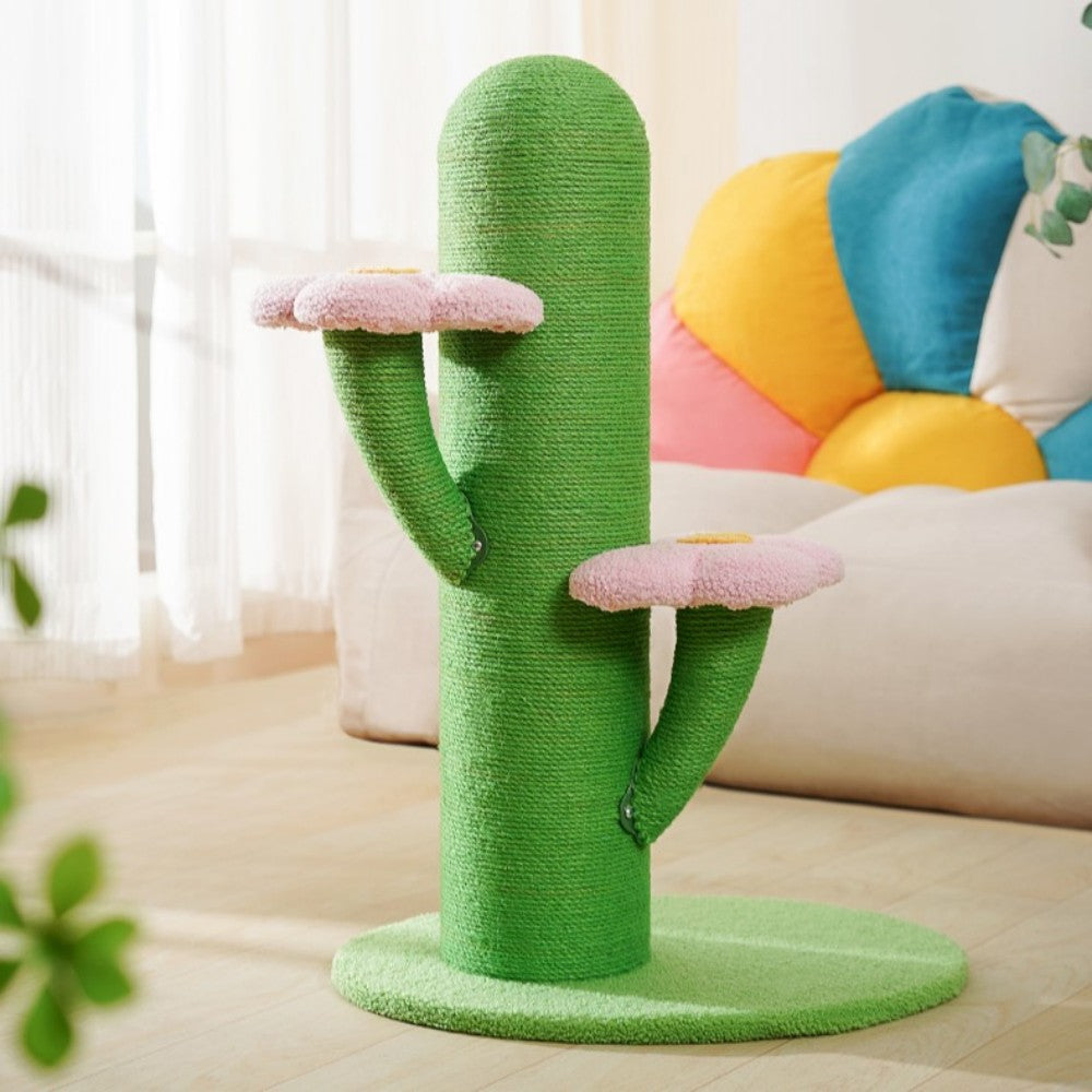 Cactus style hemp cat tree for indoor cats
