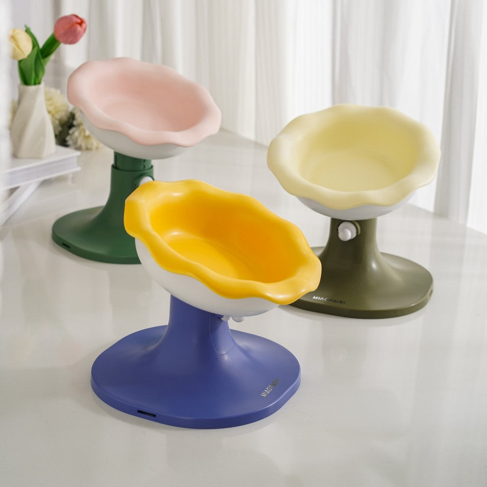 Fairela adjustable flower-rim elevated ceramic bowl for cats and small dogs