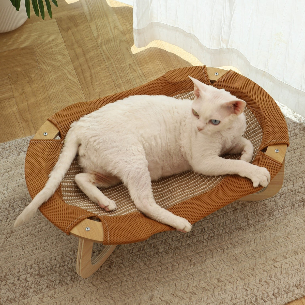 Fairela Elevated Cooling Cat Bed, Breathable Linen Cat Lounger with Raised Wooden Frame, Summer Pet Cot for Cats & Small Dogs from Fairela Pet