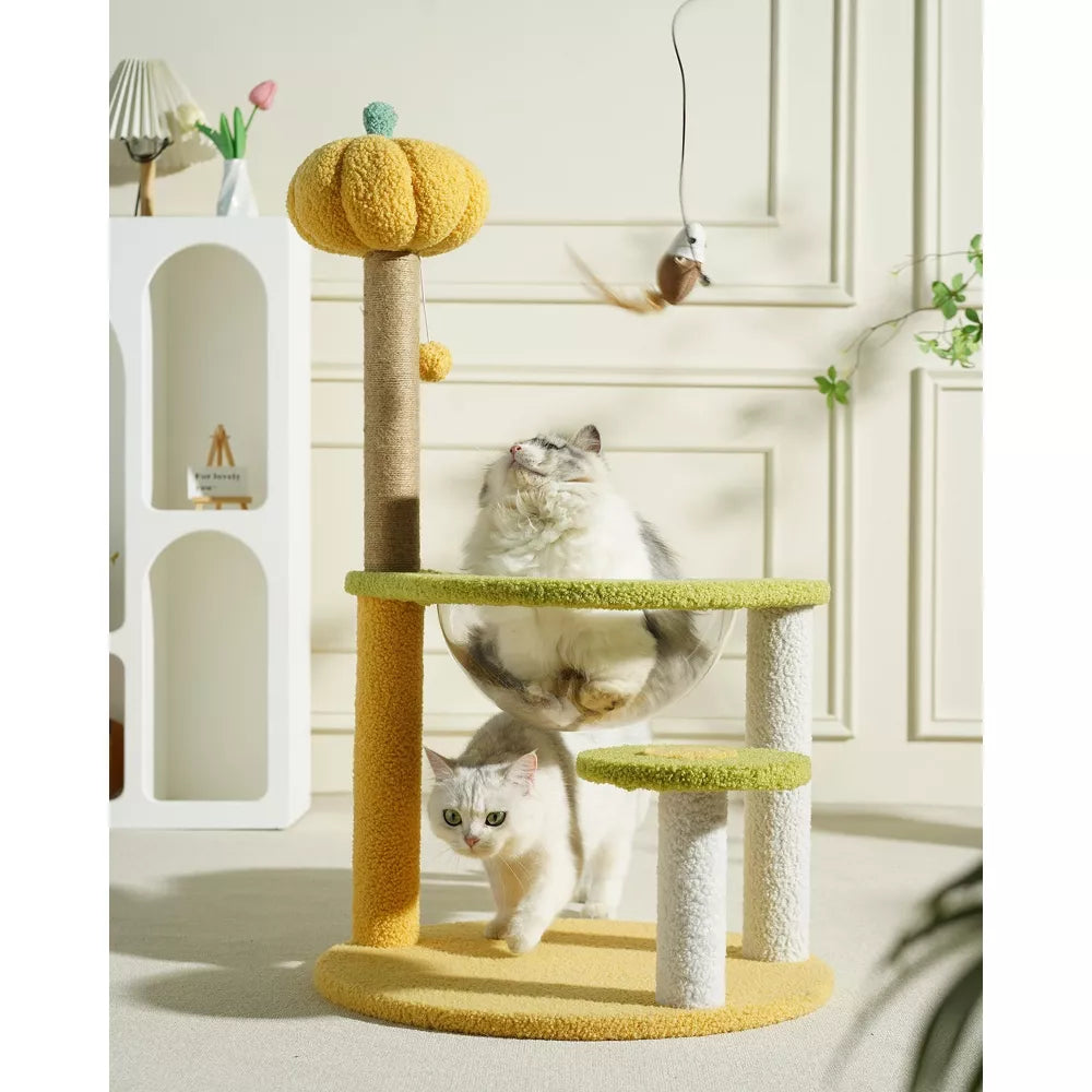 Fairela Interactive 33.5-in Hemp Cat Tree & Condo with Perch Bowl Bed from Fairela Pet