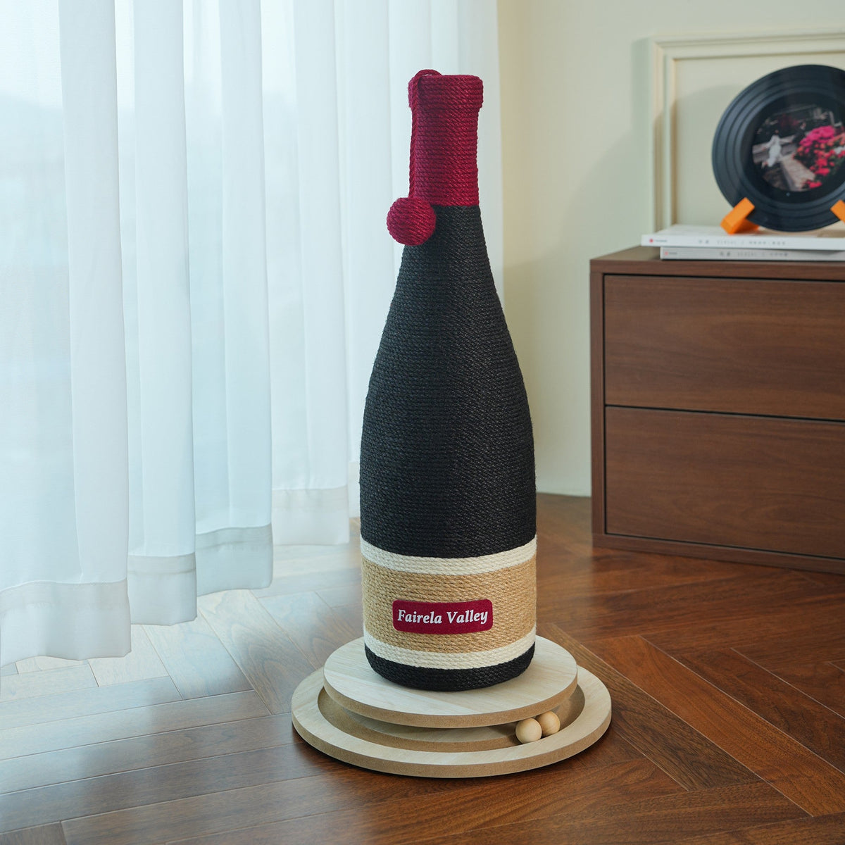 Fairela®- Wine Bottle 24.8-in Hemp and Sisal Cat Scratching Post, Black/Red from Fairela Pet