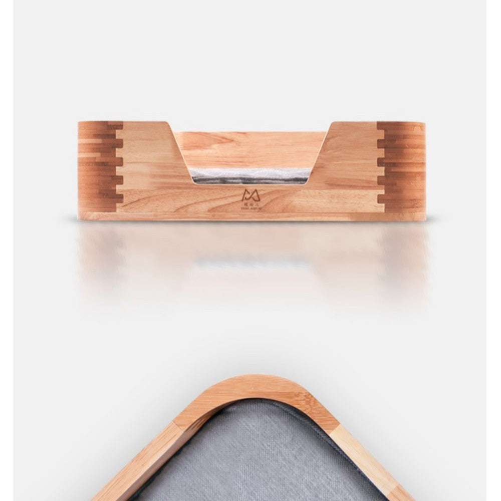 Fairela Pet Solid Wood Furniture Style Sofa Dog & Cat Bed with Removable Cover & Linen Cushion, Natural/Beige, Medium