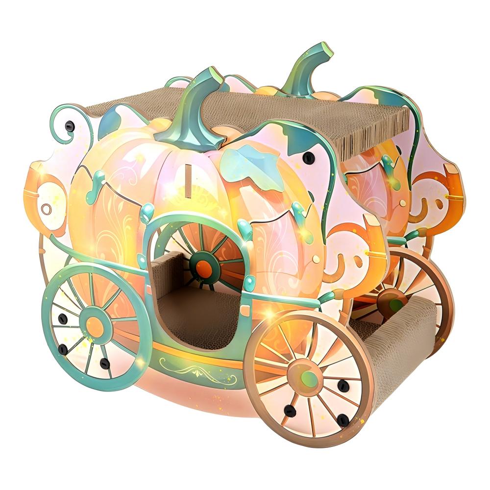 Fairela Pet 16.5-in Princess Carriage Cat Scratcher, Orange/Green