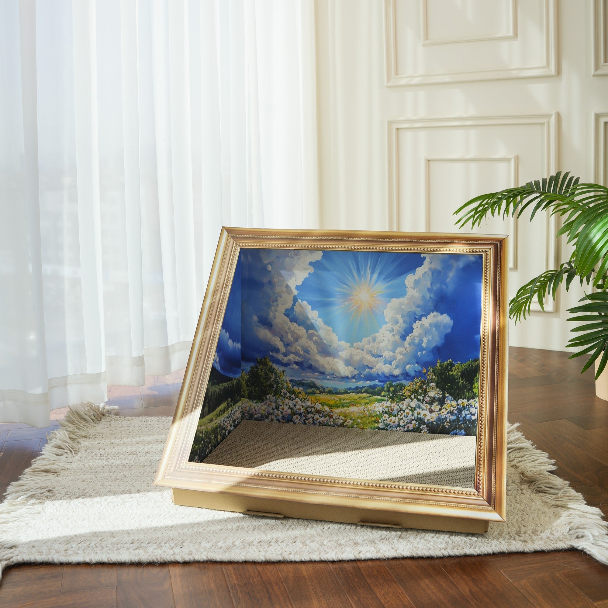 Fairela Pet 16.9-in Oil Painting Cat Scratcher, Blue