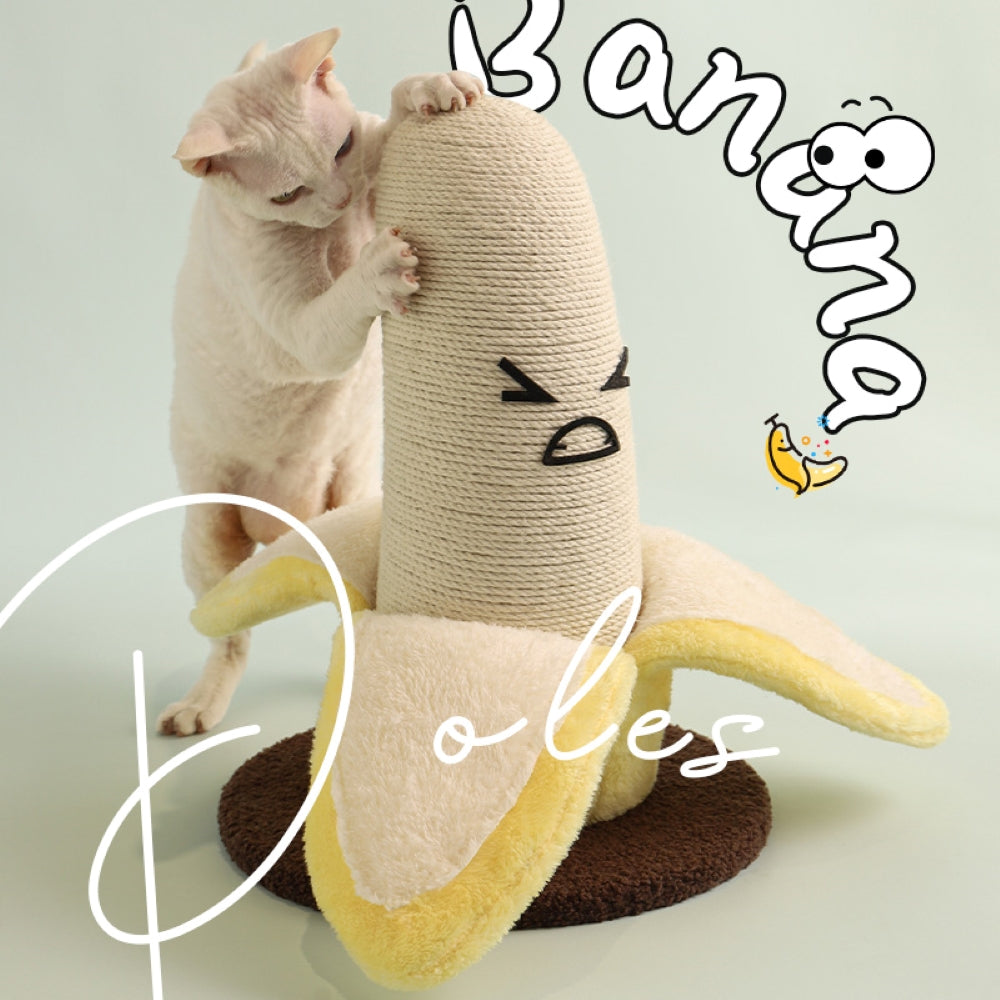Fairela Pet Banana 17.3-in Hemp Cat Scratching Post, White/Yellow