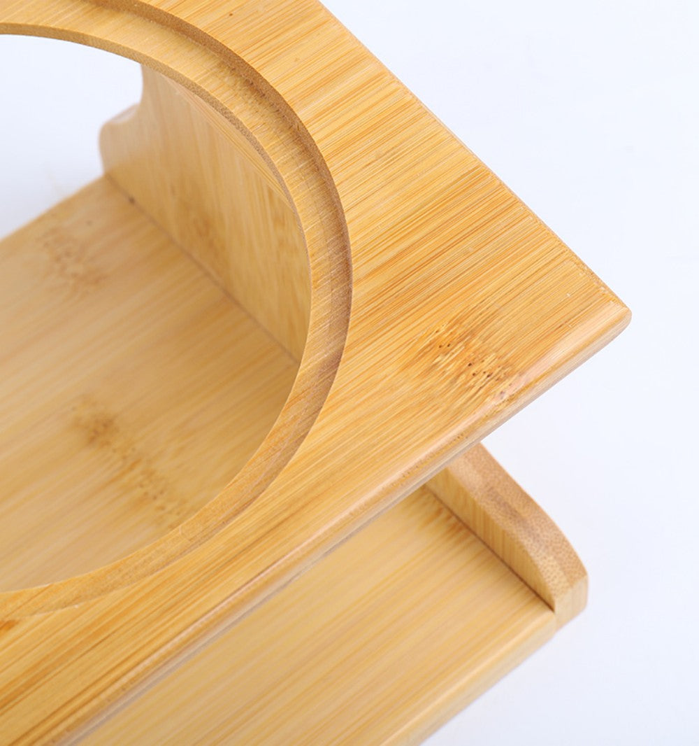 Fairela Pet Bamboo & Wood Double Ceramic Elevated Dog & Cat Bowl, Medium: 4-cup