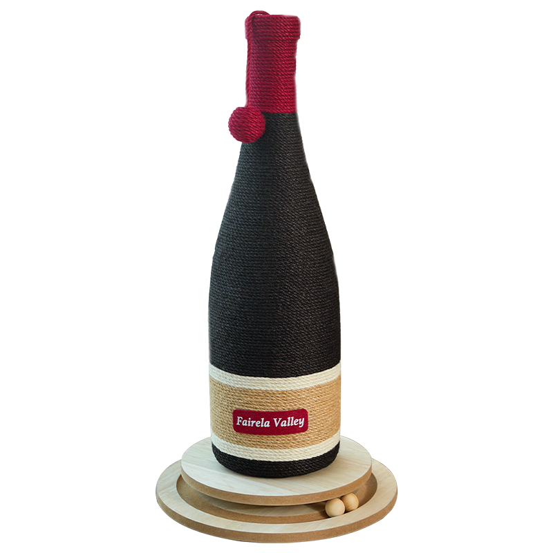 Fairela Pet Wine Bottle 24.8-in Hemp Cat Scratching Post, Black/Red