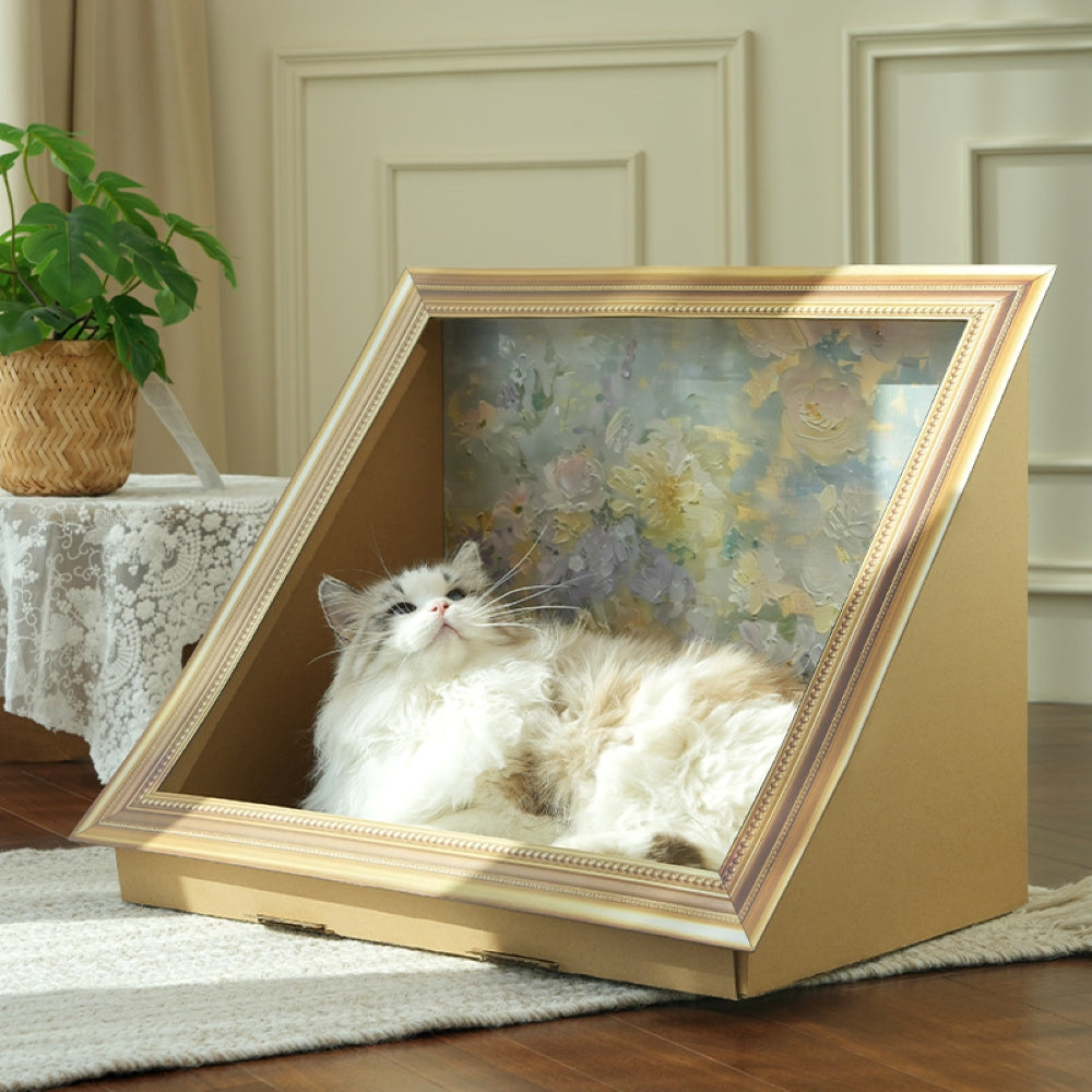 Fairela™ Floral Oil Painting Cat Scratcher Bed