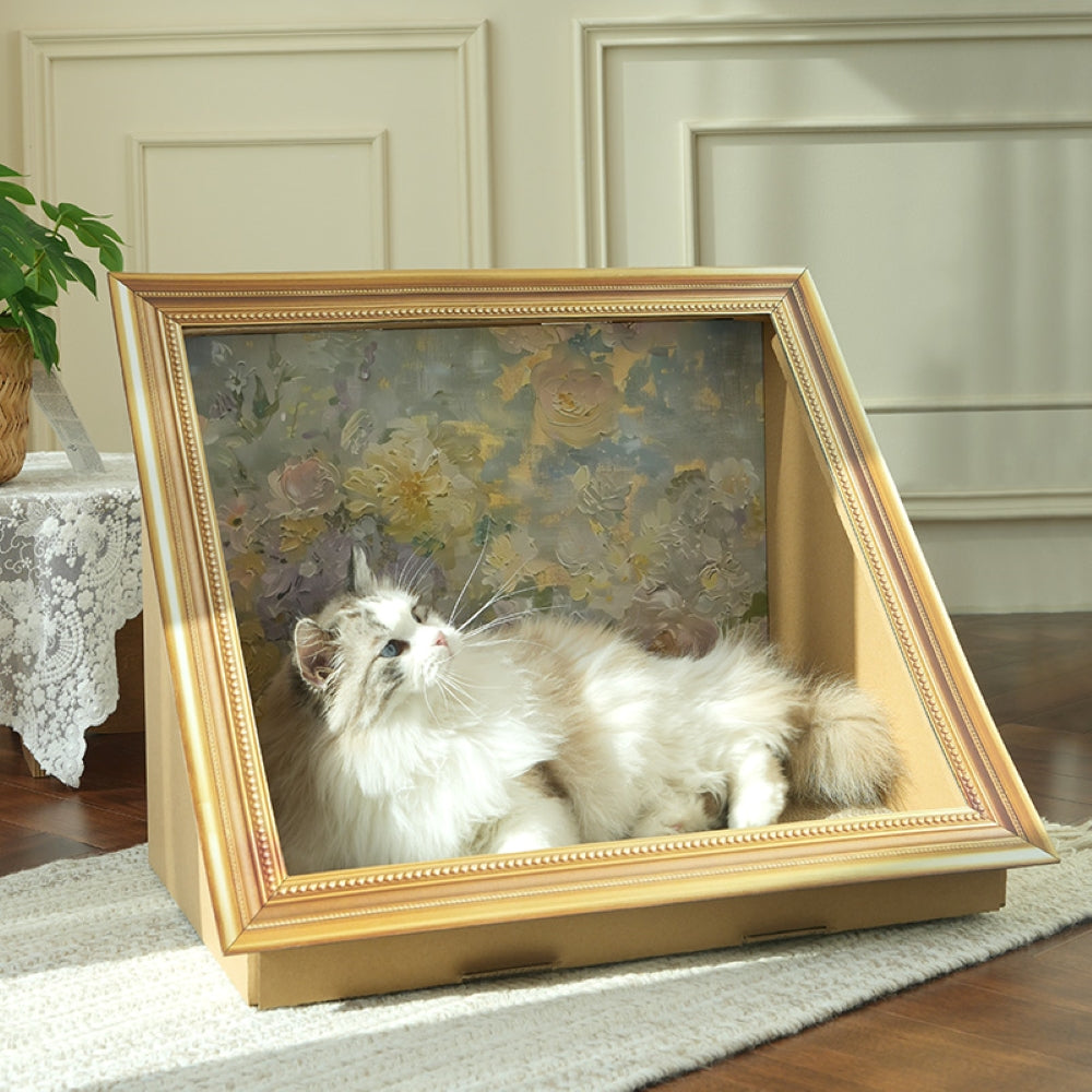 Fairela™ Floral Oil Painting Cat Scratcher Bed