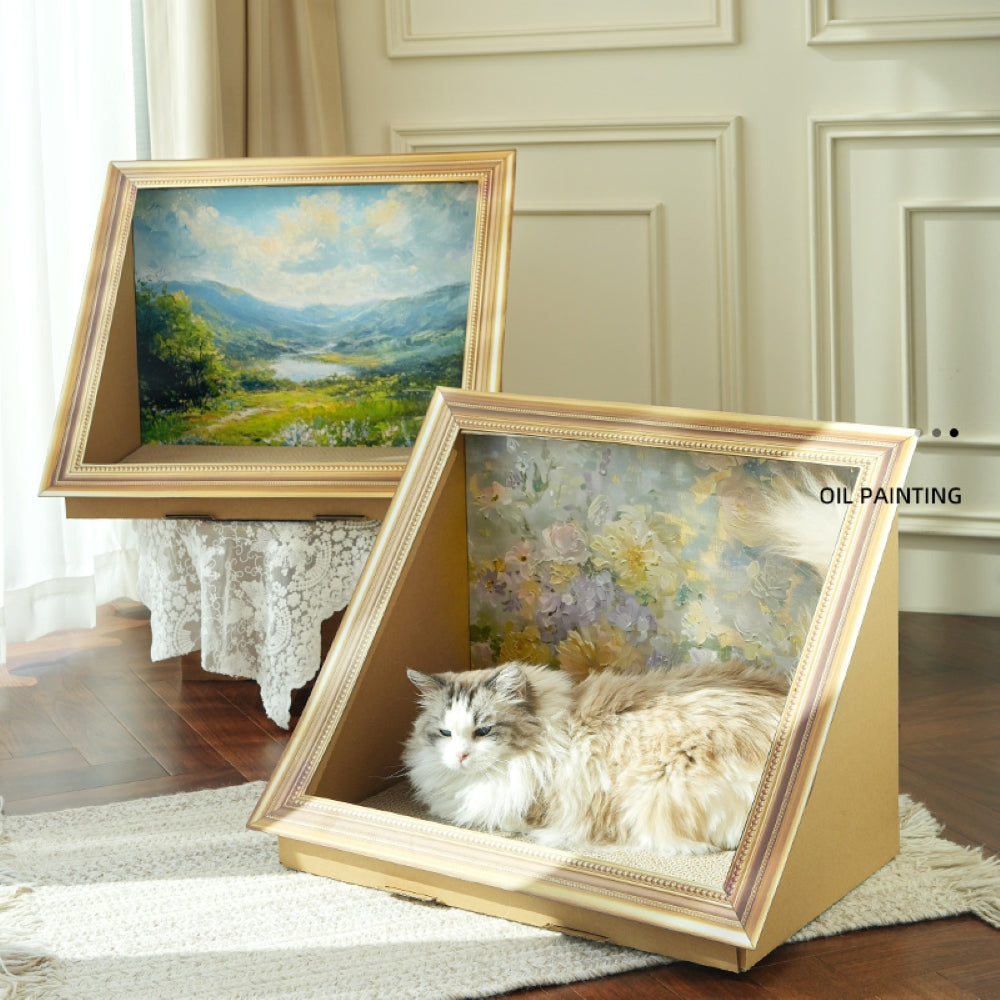 Fairela™ Floral Oil Painting Cat Scratcher Bed