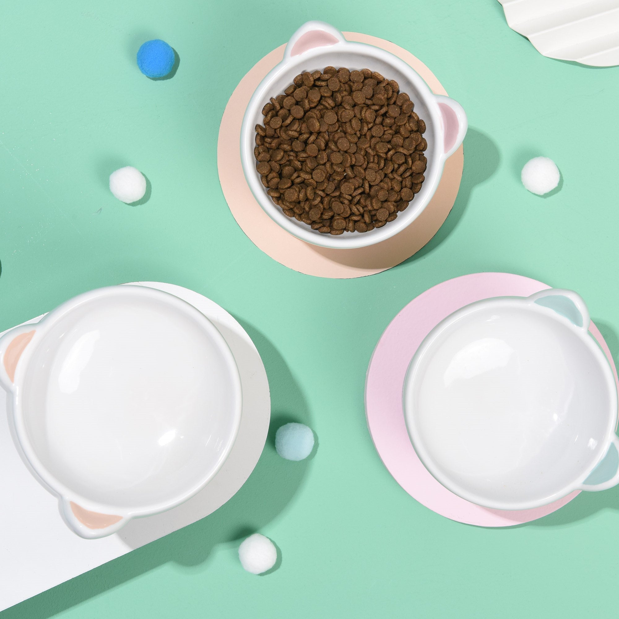 Fairela Pet MiaoFairy Blossom Ceramic Elevated Dog & Cat Bowl, Small: 2-cup