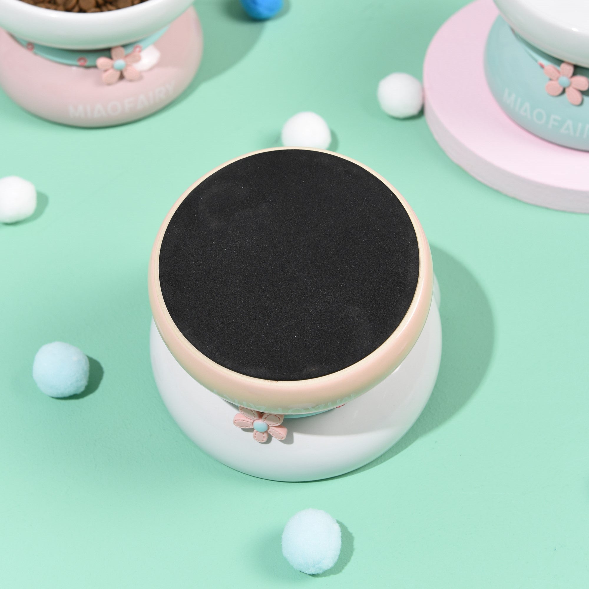 Fairela Pet MiaoFairy Blossom Ceramic Elevated Dog & Cat Bowl, Small: 2-cup