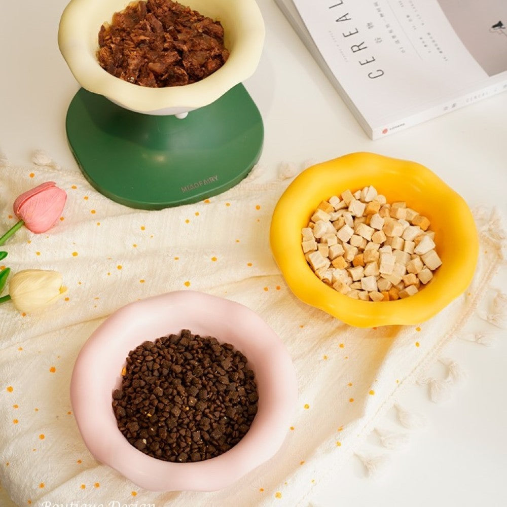 Fairela Pet Adjustable Flower Rim Elevated Dog & Cat Bowl, Small: 2-cup