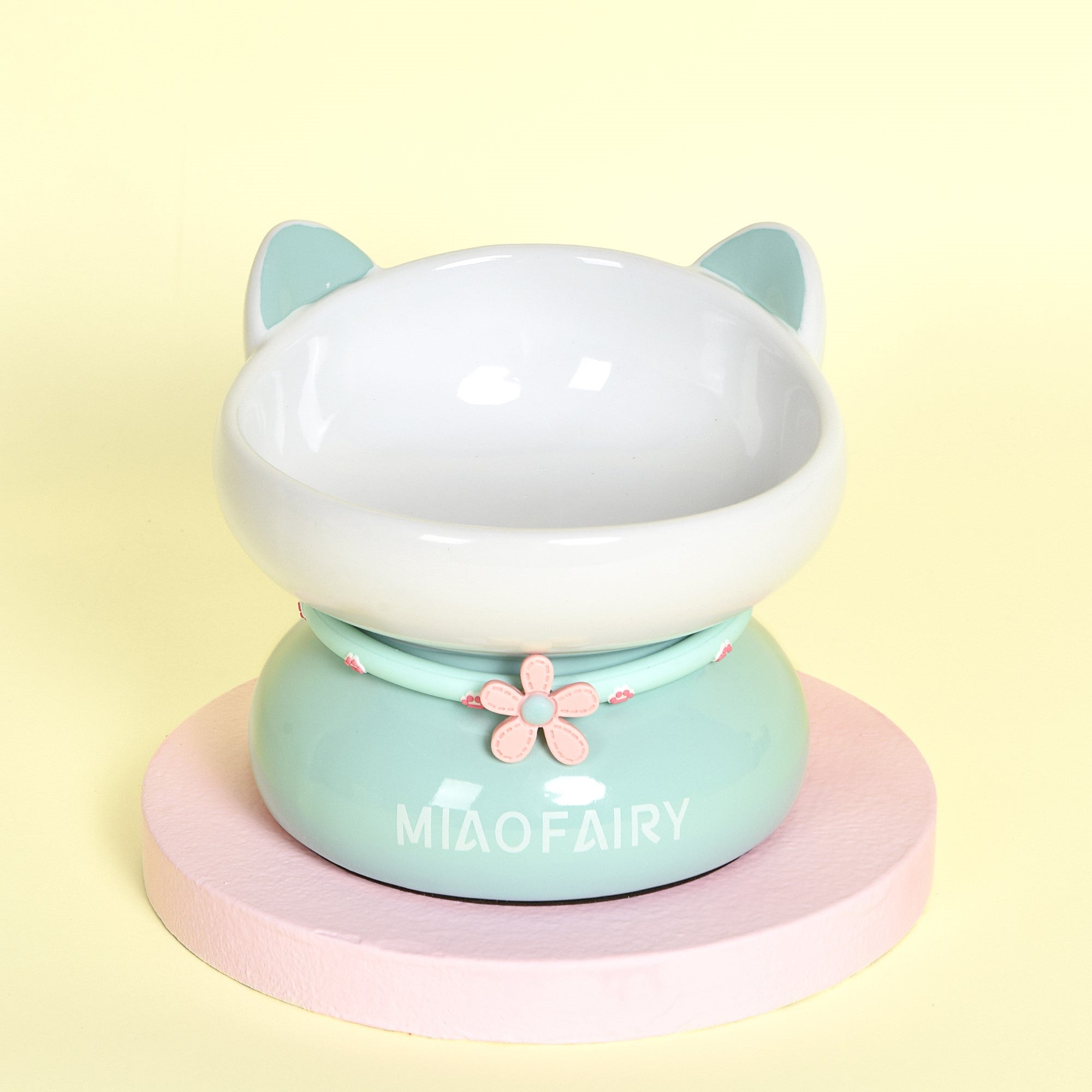 Fairela Pet MiaoFairy Blossom Ceramic Elevated Dog & Cat Bowl, Small: 2-cup