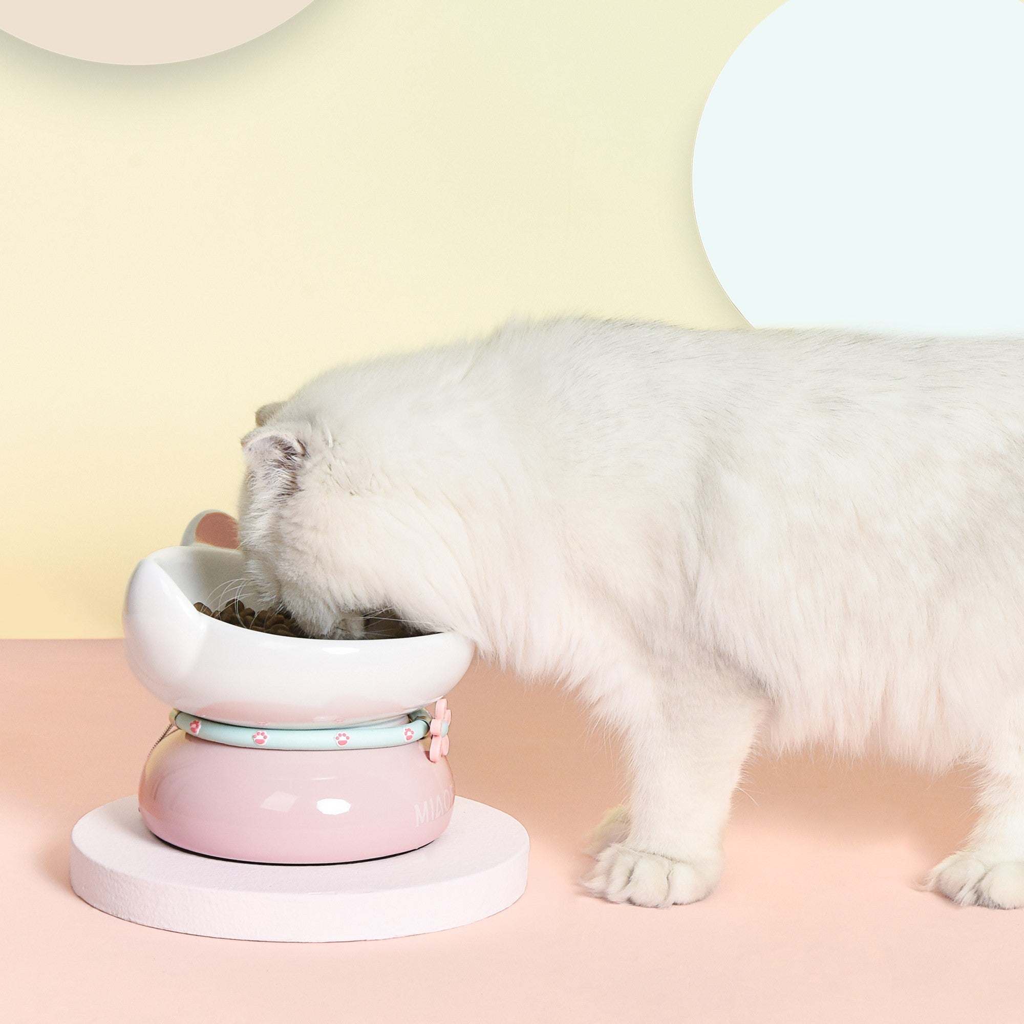 Fairela Pet MiaoFairy Blossom Ceramic Elevated Dog & Cat Bowl, Small: 2-cup