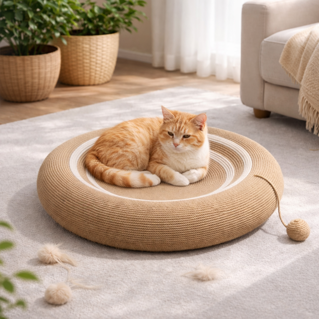 Fairela Pet Round Sisal Scratcher Cat Bed
