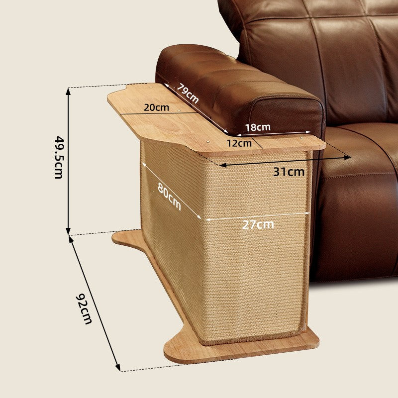 Fairela 2-in-1 L-Shaped Cat Scratcher, 19.5-in Tall Wooden Sisal Cat Scratching Post with Slim Side Table Top, Couch Corner Furniture Protector for Indoor Cats, Natural Beige