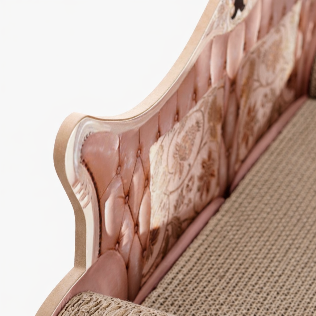 Fairela Victorian Style Cat Scratcher Couch, 12.5" Tall Large Cardboard Cat Scratcher Lounge, Pink Tufted Novelty Cat Furniture