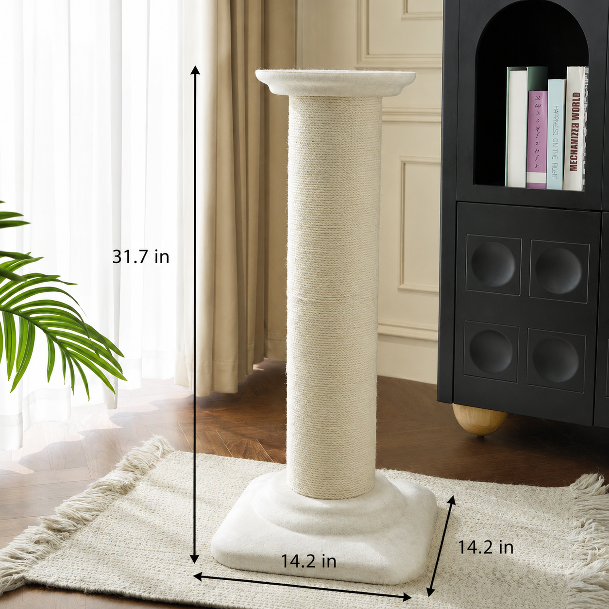 Fairela Extra Tall Sisal Cat Scratching Post, Stable Roman Column Cat Scratcher Tower for Large Indoor Cats, Furniture Protector & Full Body Stretch Perch