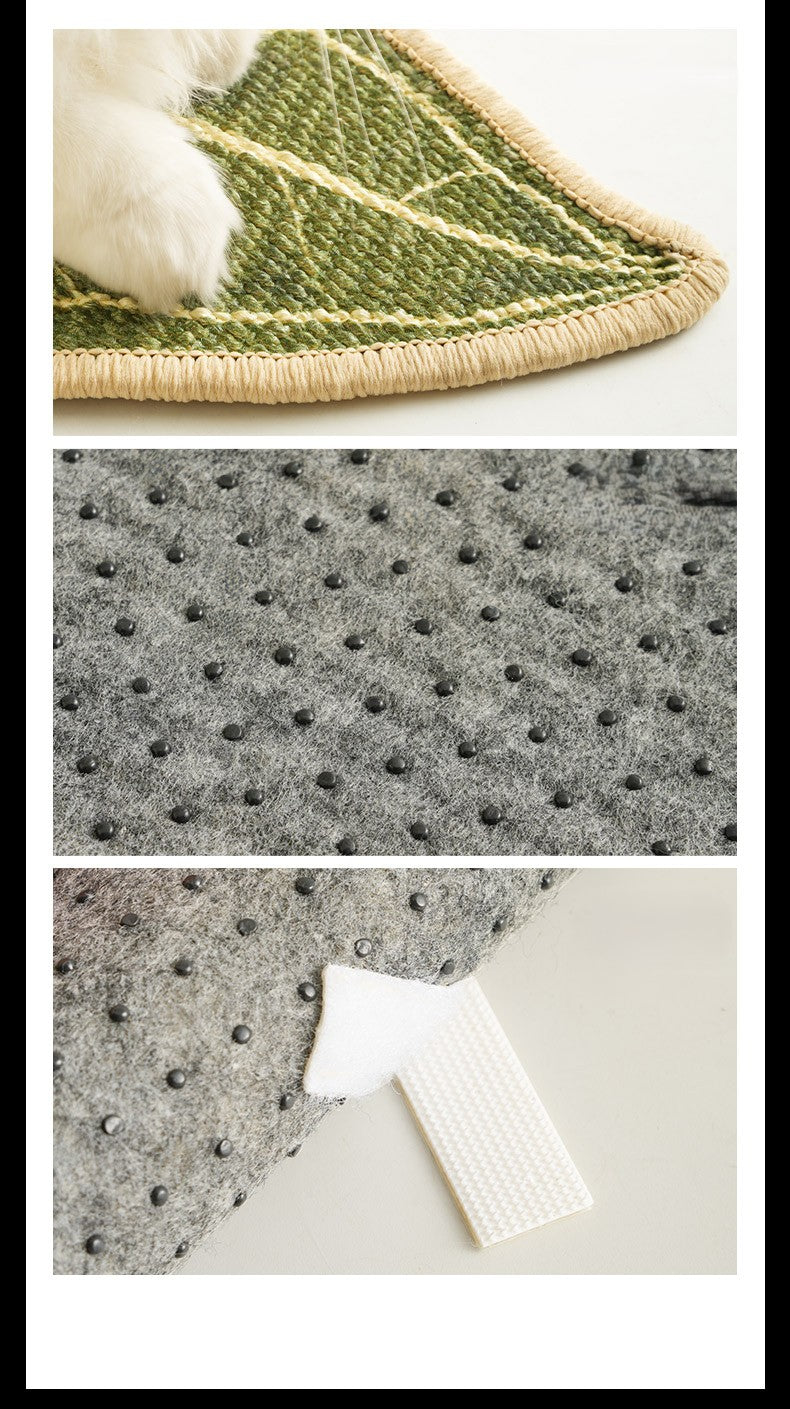 Fairela Leaf Shaped Natural Sisal Cat Scratching Mat, Non-Slip Decorative Cat Scratch Pad for Indoor Cats, Floor Protector & Lounging Mat
