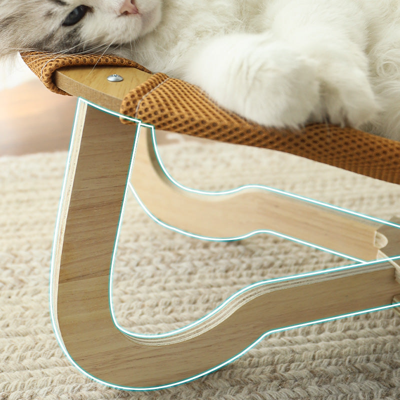 Fairela Elevated Cooling Cat Bed, Breathable Linen Cat Lounger with Raised Wooden Frame, Summer Pet Cot for Cats & Small Dogs