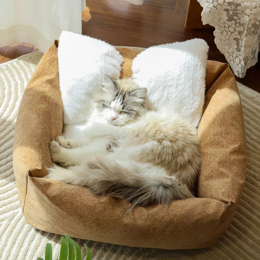 Fairela Anti-Fur Plush Cat Bed with Removable Cushions