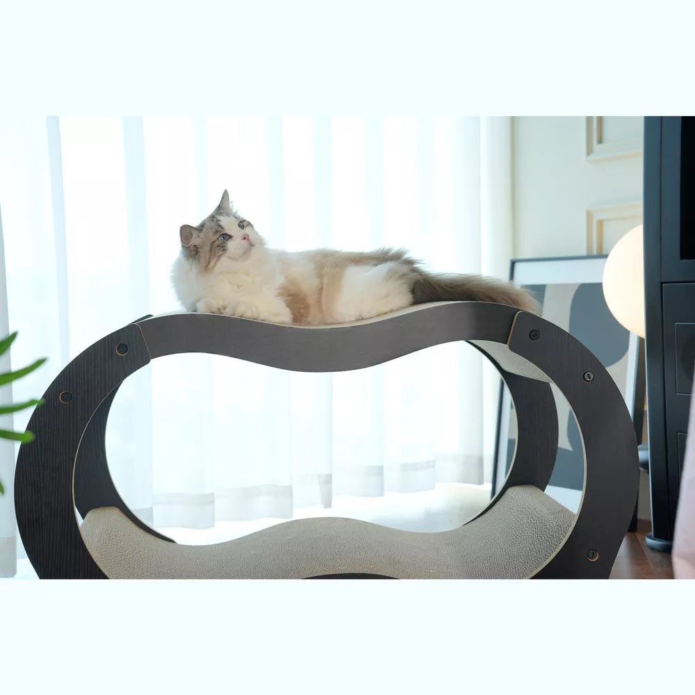 Fairela Double Curved Cardboard 19.5-in Recycled Materials Cat Scratching Bed