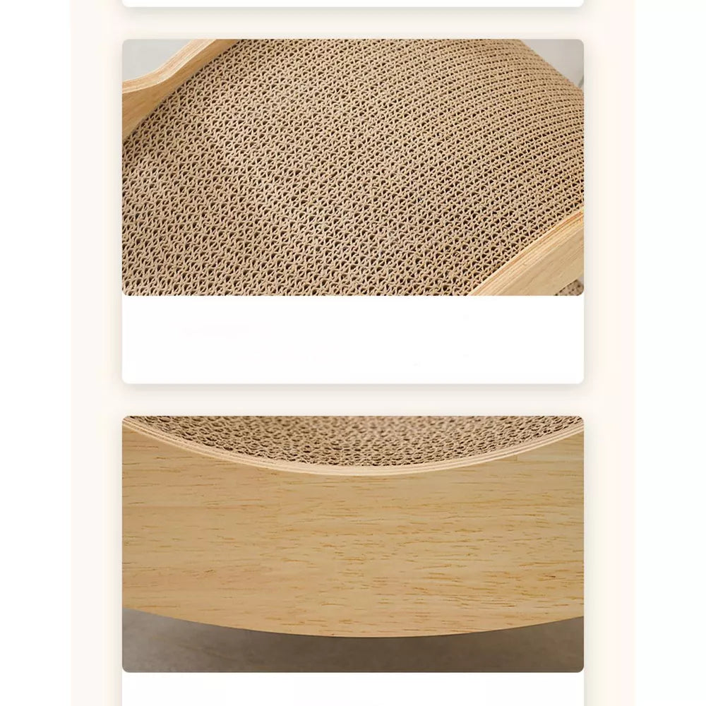 Fairela Round Wooden Cat Scratcher House with Scratch Pads