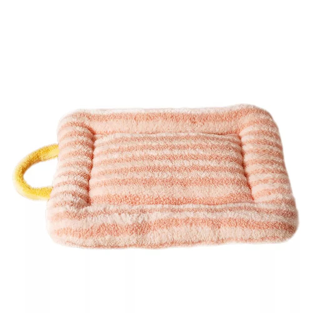 Fairela Double Sided Plush Square Cat Bed Mat with Raised Edges Pink