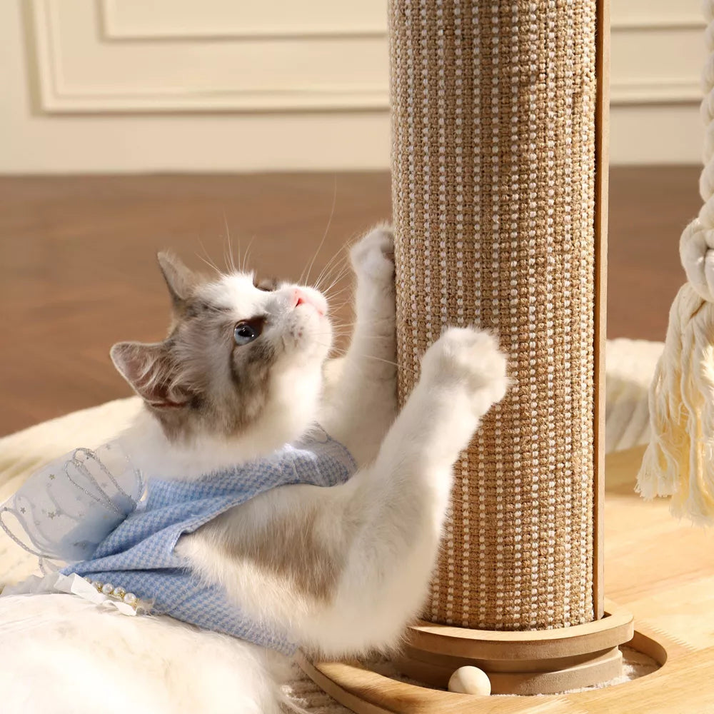 Fairela Modern 22.8-in Hemp Cat Tree with Clear Bowl Bed & Scratching Posts