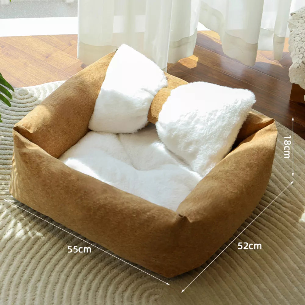Fairela Anti-Fur Plush Cat Bed with Removable Cushions