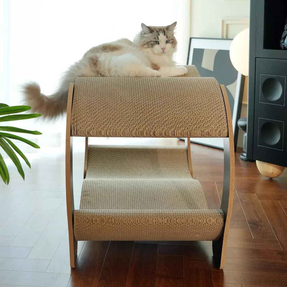 Fairela Double Curved Cardboard 19.5-in Recycled Materials Cat Scratching Bed