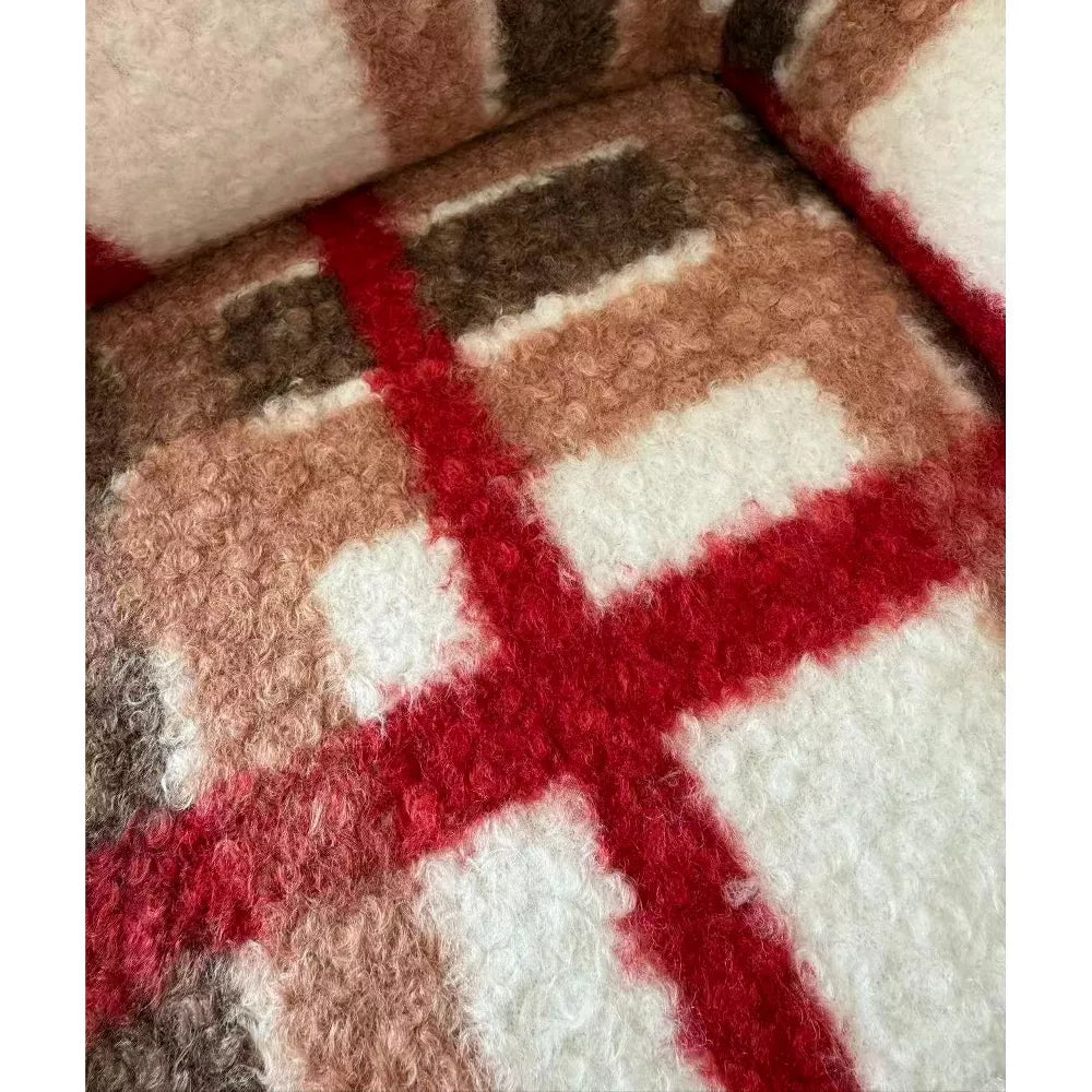 Fairela Vintage Plaid Plush Couch with Raised Bolster Support Machine Washable