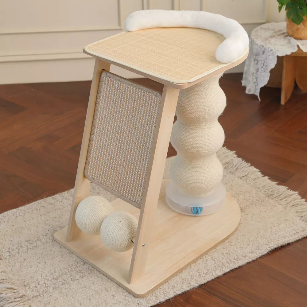 Fairela Multi-Function 23.6-in Hemp Cat Scratching Post with Platform & Ramp