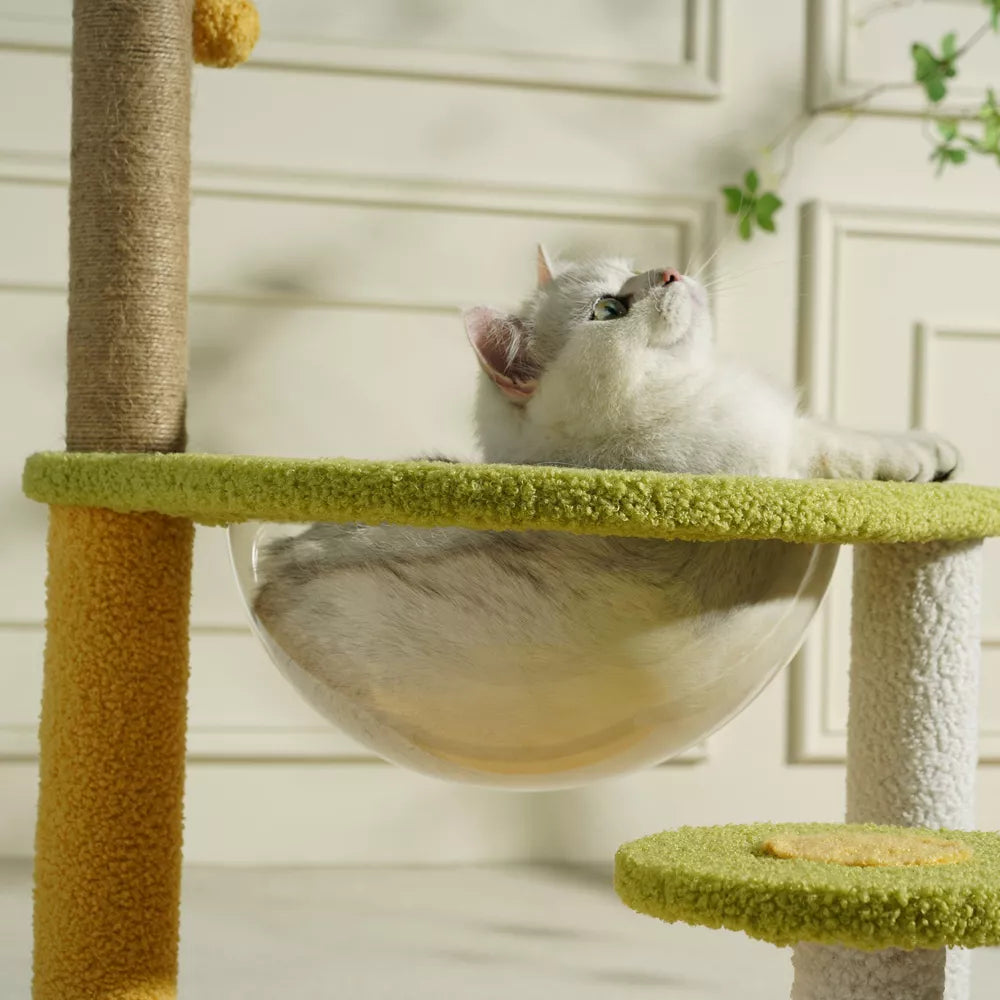 Fairela Interactive 33.5-in Hemp Cat Tree & Condo with Perch Bowl Bed