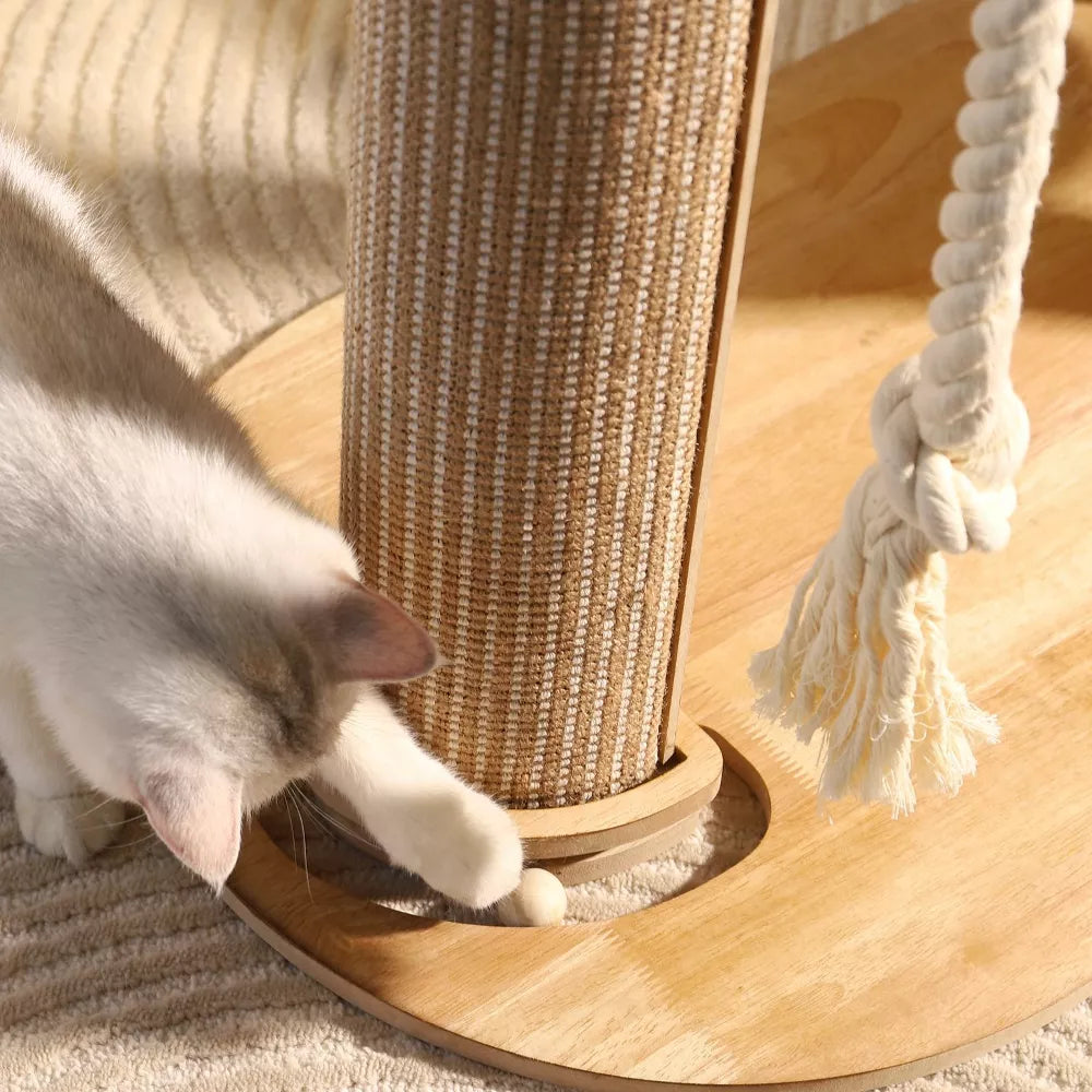 Fairela Modern 22.8-in Hemp Cat Tree with Clear Bowl Bed & Scratching Posts